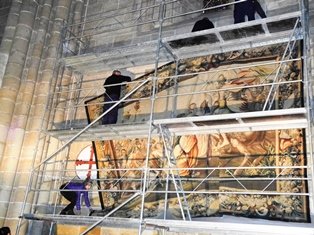 La Real Fábrica de Tapices ya trabaja en la restauración de la serie de Las Alegorías de Palas Atenea, para su futura exposición.