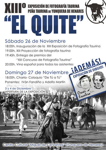 La Peña Taurina 'El Quite' celebra este fin de semana sus actos conmemorativos de su XIII Concurso de Fotografía Taurina