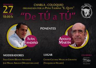 Yunquera de Henares acogerá un coloquio taurino entre Iván Fandiño y Adolfo Martín
