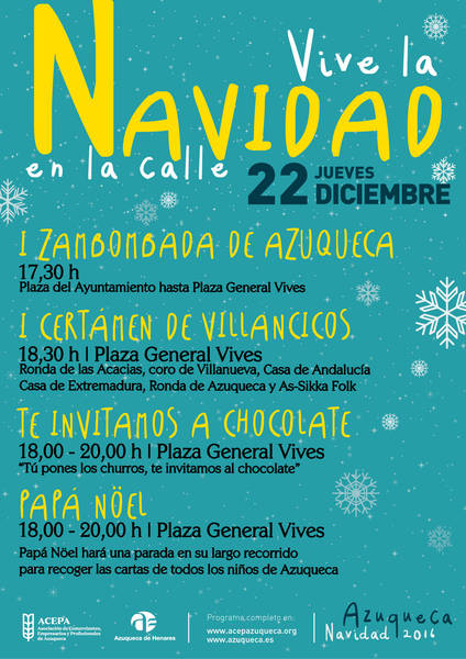 Este jueves en Azuqueca, Zambombada, villancicos, chocolate y la visita de Papá Noel en 'Navidad en la calle'