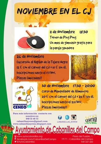 Ping pong, excursión al Hayedo y curso de manipulador de alimentos, en el Centro Joven de Cabanillas