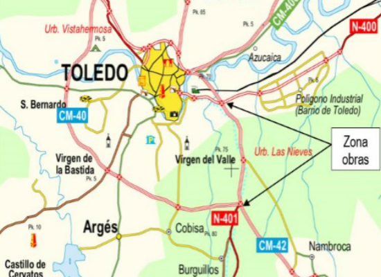 ATENCIÓN : Cortes de tráfico en horario nocturno en la autovía A-42 entre los kilómetros 73,0 y 77,5, sentido Madrid