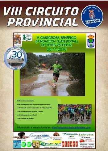 El domingo 20 se celebra el V Canicross y Bikejoring benéfico de Yebes-Valdeluz, tercera jornada del VIII Circuito Provincial de Canicross