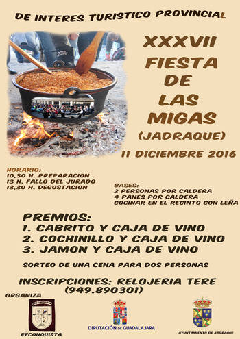 Jadraque celebrará el domingo 11 la XXXVII Fiesta de las Migas