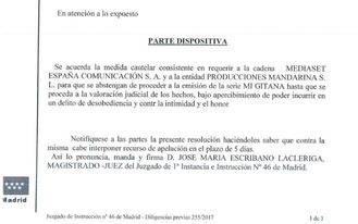 La Pantoja consigue que un juez paralice la emisi&#243;n de &#39;Mi gitana&#39; en Telecinco esta noche