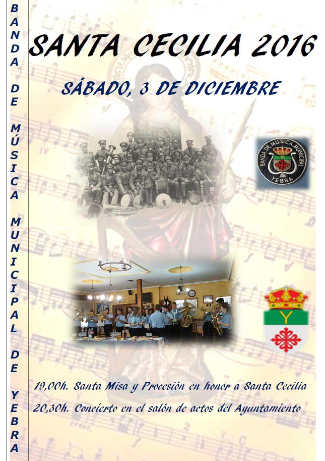 La Banda de Música de Yebra celebra los actos en honor a su patrona, Santa Cecilia, el próximo 3 de diciembre