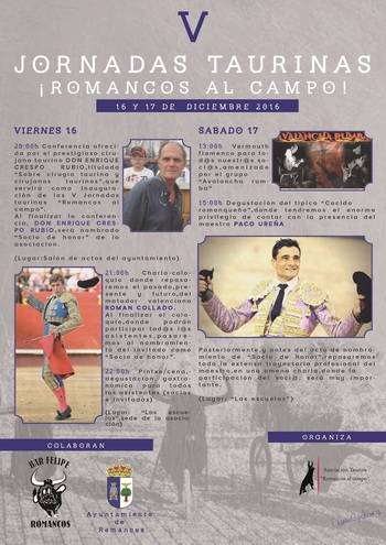 Enrique Crespo, Román Collado y Paco Ureña en las V Jornadas Taurinas de Romancos al campo