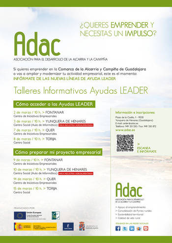 ADAC programa ocho talleres informativos de las Ayudas LEADER