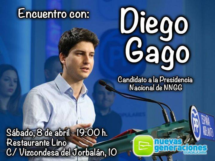 Diego Gago, único candidato a la presidencia nacional de NN GG, mantiene este sábado en Guadalajara un encuentro con jóvenes