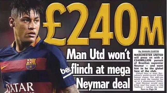 ¿Se ha vuelto loco el mundo del fútbol? : El Manchester United prepara 200 millones para fichar a Neymar