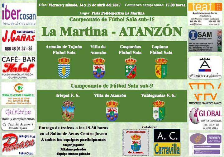 Seis pueblos participarán en el V Campeonato de Futbol-Sala La Martina de Atanzón