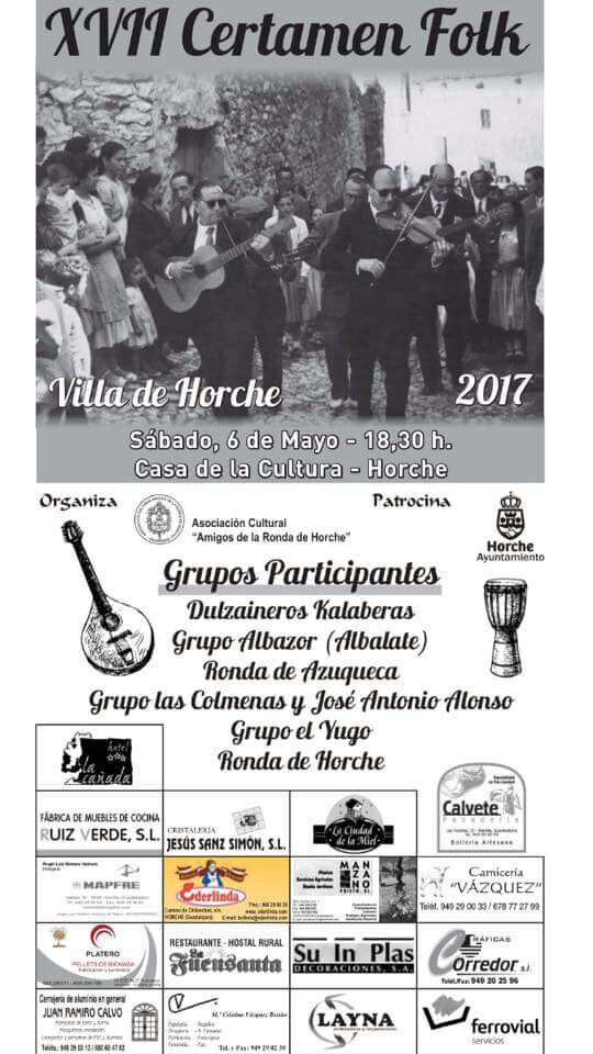 Horche celebra el 6 de mayo su XVII Certamen Folk con seis grupos de música tradicional