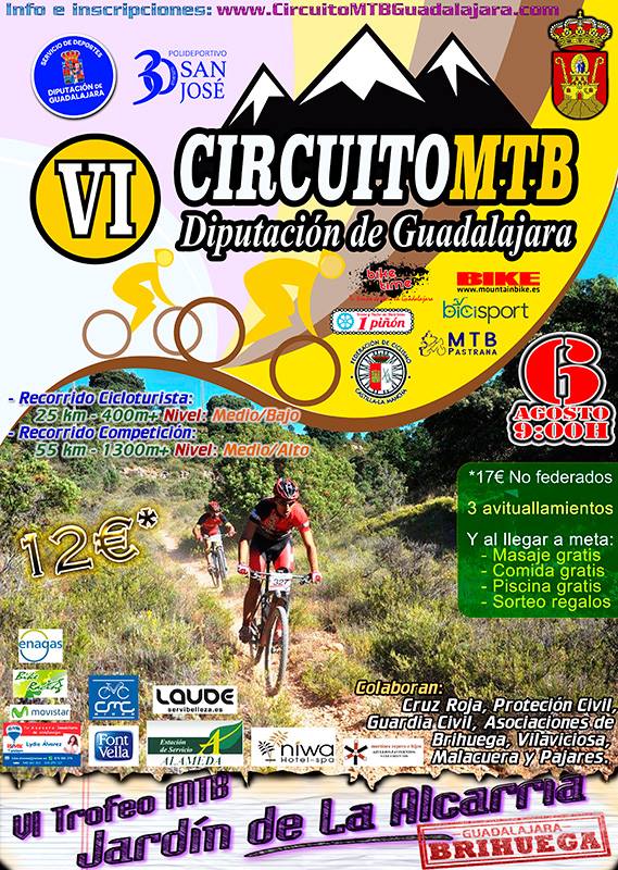 El domingo 6, VI Trofeo MTB Jardín de la Alcarria en Brihuega, sexta prueba del Circuito Diputación de Guadalajara
