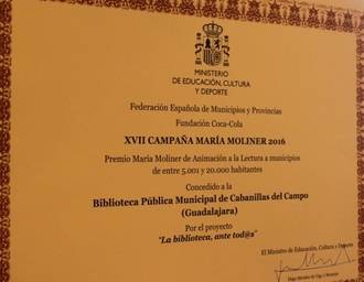 La Biblioteca de Cabanillas vuelve a ser reconocida en los Premios María Moliner
