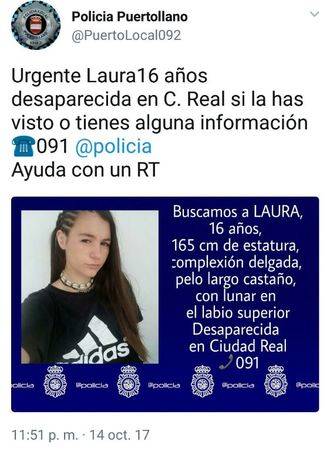 La Policía distribuye la foto de la joven de 16 años desaparecida en Ciudad Real