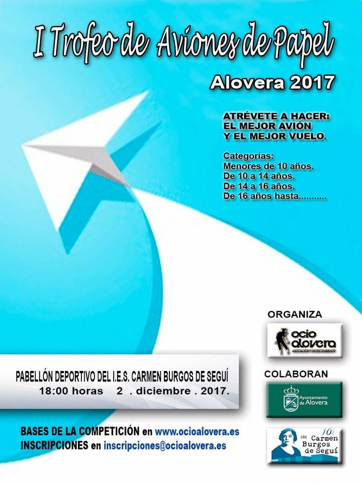 Alovera acogerá su I Trofeo de Aviones de Papel el próximo 2 de diciembre