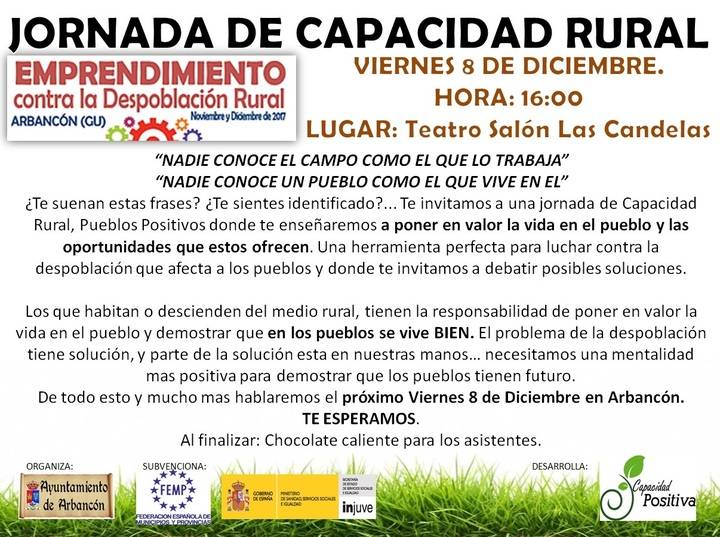 Psicología contra la despoblación: Arbancón acoge el próximo viernes una jornada de capacidad rural