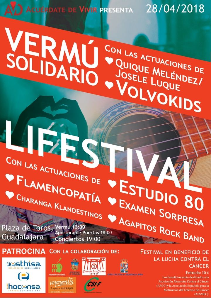 Concierto solidario del grupo musical "Examen Sorpresa" en el LIFESTIVAL de Guadalajara para recaudar fondos para la lucha contra el cáncer