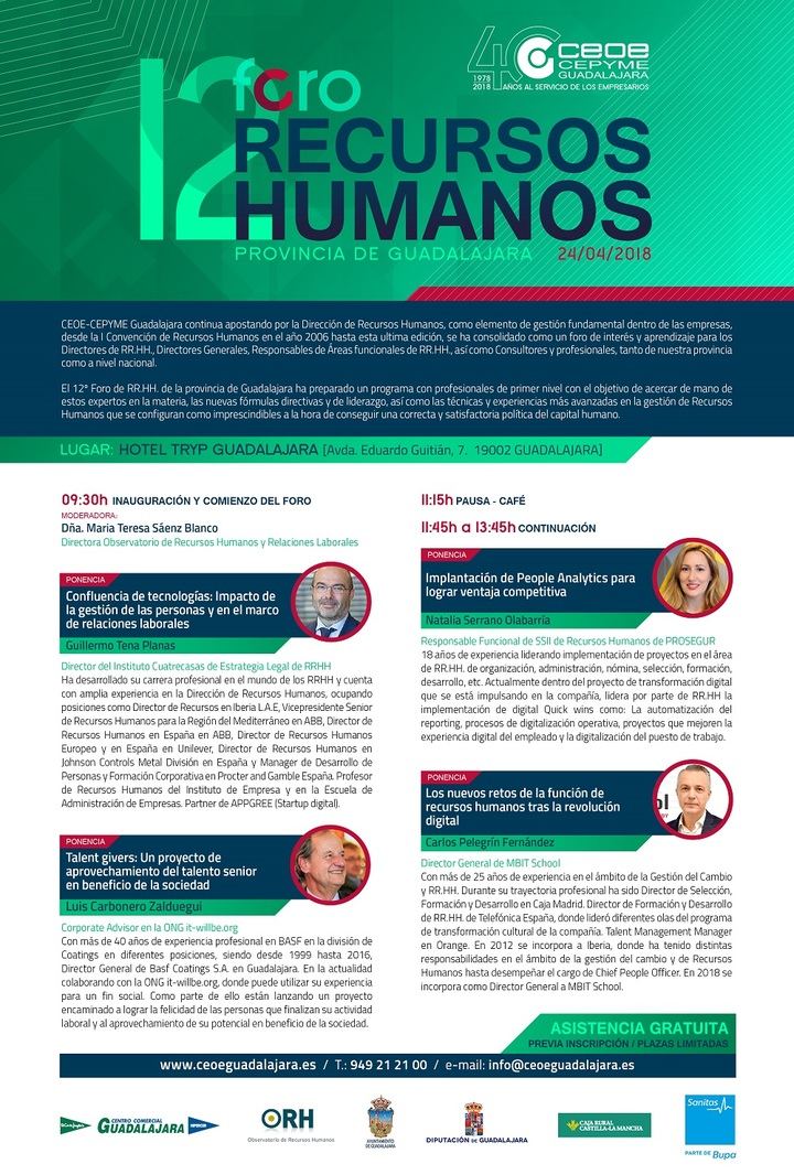 El 24 de abril se celebrará el 12º Foro de Recursos Humanos de Guadalajara