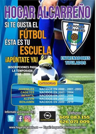 En marcha las Escuelas de fútbol del Hogar Alcarreño 2018-19