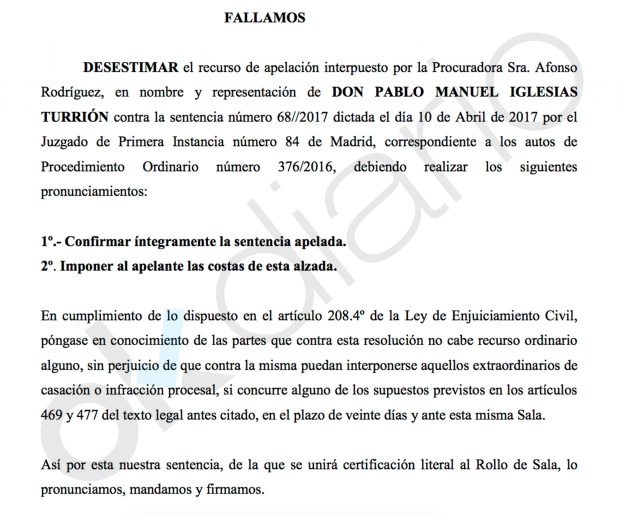 Pablo Iglesias vuelve a perder el juicio contra Eduardo Inda por los 272.000 dólares que Nicolás Maduro le transfirió a un paraíso fiscal
