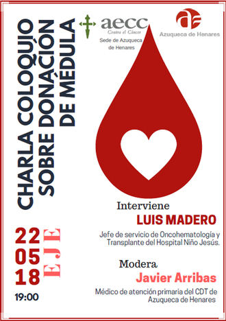 Charla coloquio sobre la donación de médula el 22 de mayo en Azuqueca