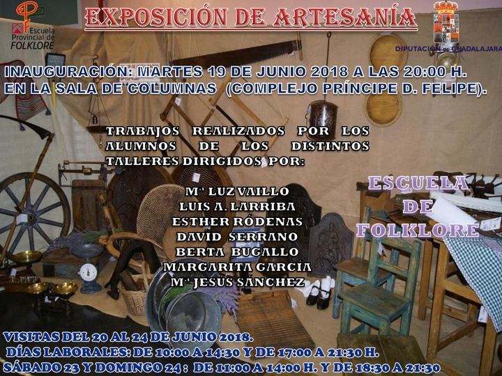 Este martes empieza la exposición de trabajos de artesanía de la Escuela de Folklore de Diputación