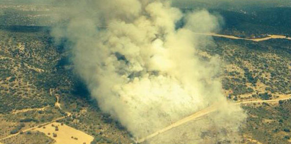 Medios aéreos trabajan en la extinción de un incendio en Guadalajara