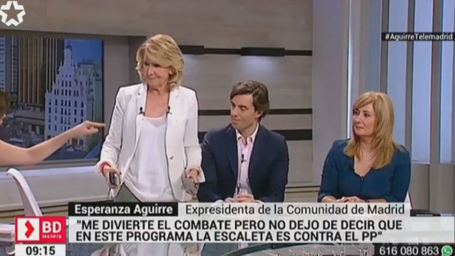 Esperanza Aguirre en estado puro, abandona en directo un programa de Telemadrid: 