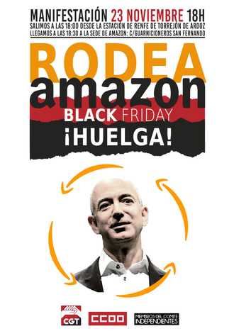 Una manifestación ciudadana rodeará el centro logístico de Amazon de San Fernando en su primera jornada de huelga