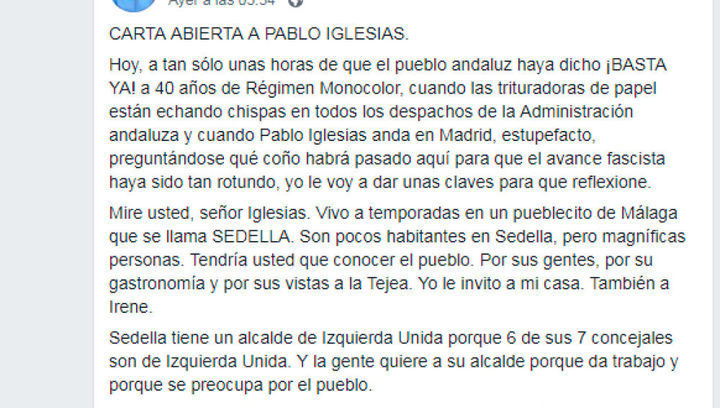 Carta viral a Pablo Iglesias : 