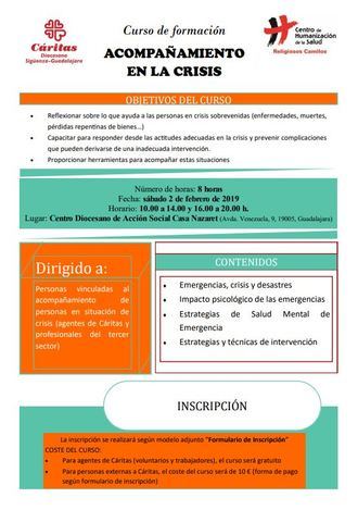 Cáritas Diocesana Sigüenza-Guadalajara lanza el curso “Acompañamiento en la crisis”