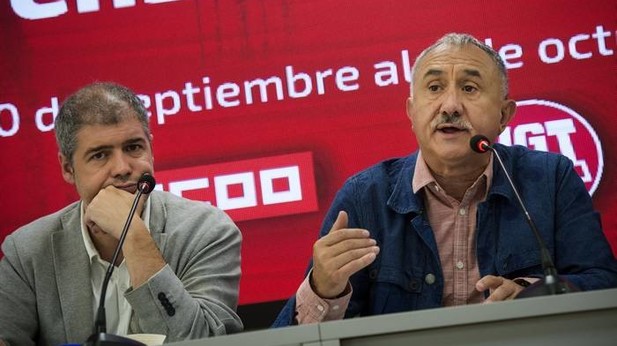 Unai Sordo y Pepe Álvarez participan este miércoles en una asamblea en Guadalajara con cerca de 400 delegados y delegadas sindicales