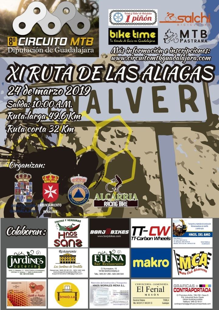 El domingo 24, XI Ruta de las Aliagas en Peñalver, primera prueba del Circuito MTB Diputación de Guadalajara