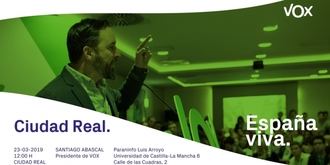Santiago Abascal estará en Ciudad Real el 23 de marzo