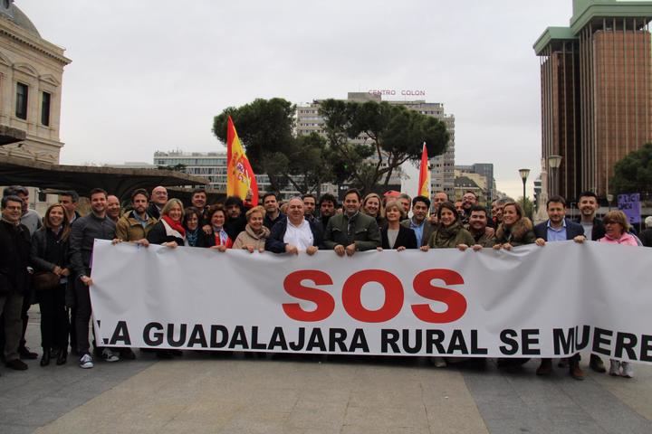 Guarinos, Román y Paco Nuñez con una amplia respresentación del PP de CLM en la manifestación de 