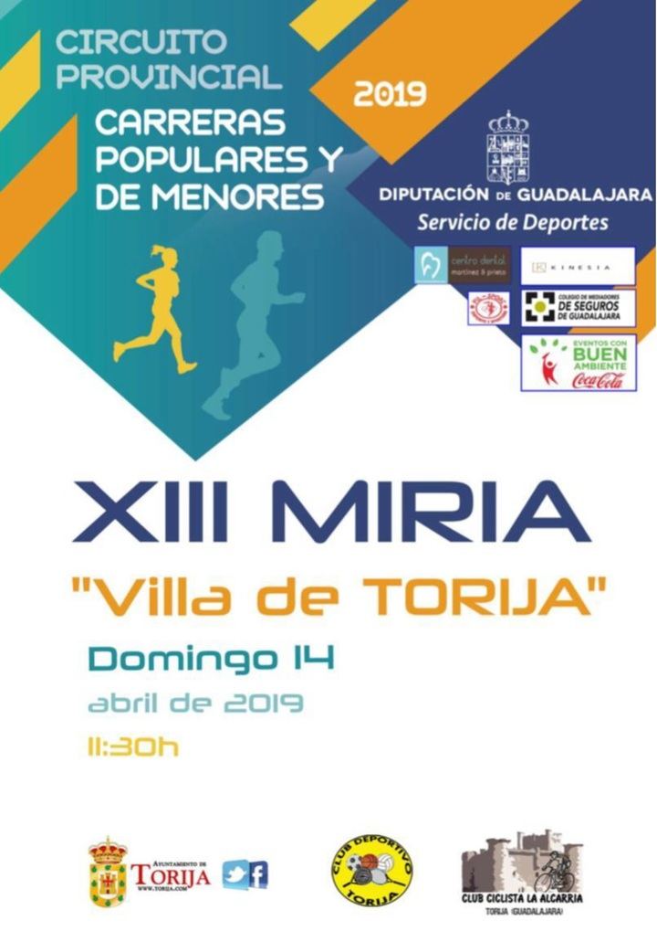 El domingo 14, XIII Miria de Torija, primera prueba del Circuito de Carreras Populares de Diputación