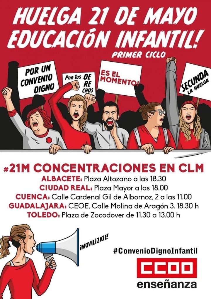 Casi 3.000 empleadas de guarderías privadas en CLM en huelga este martes en protesta por su convenio laboral