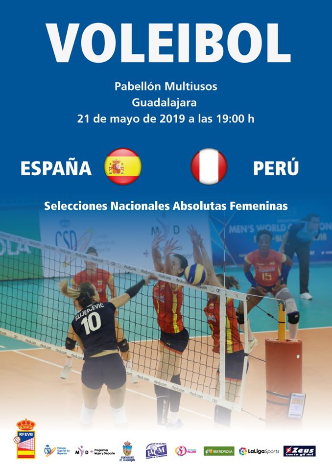 Las selecciones absolutas femeninas de voleibol de España y Perú se enfrentarán el día 21 de mayo en el Multiusos