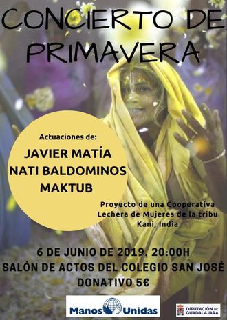 El jueves 6 de junio, concierto de primavera de Manos Unidas en Guadalajara