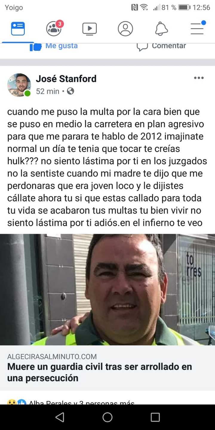 AEGC denunciará ante la Fiscalía al twitero José Stanford por injurias contra el agente Fermín Cabezas, muerto cuando perseguía a unos narcos