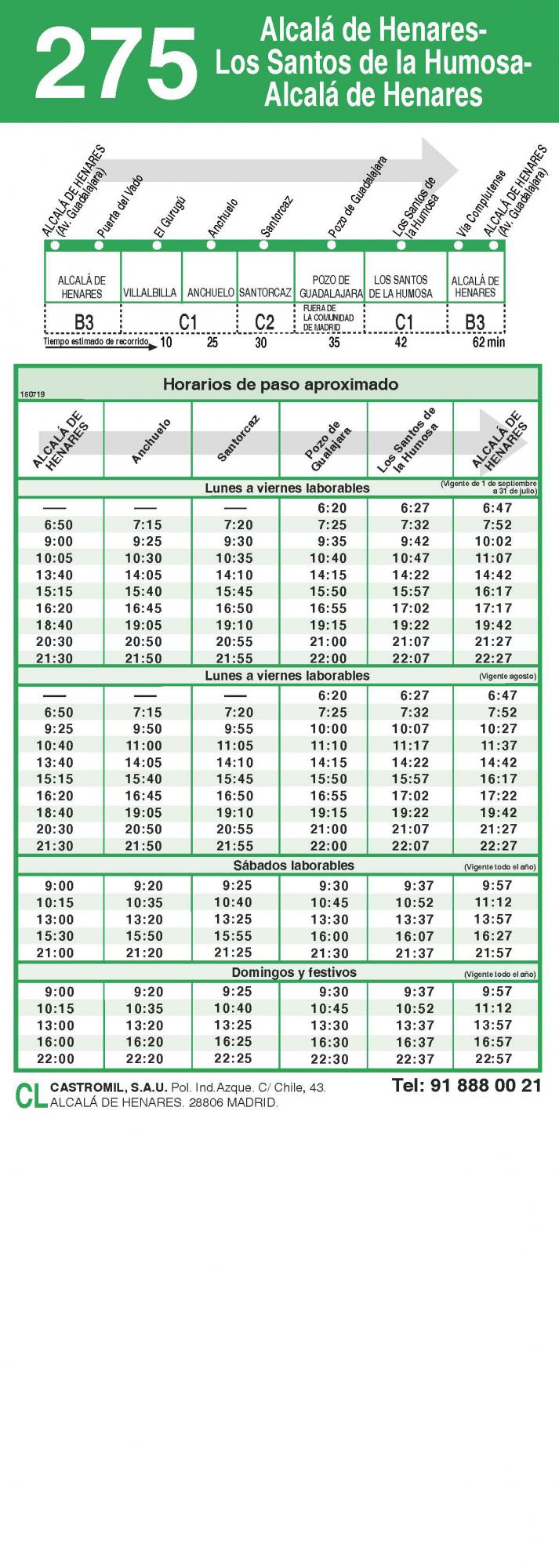Desde el lunes 15 de julio, la conexión entre Pozo de Guadalajara y Alcalá de Henares será realidad con la modificación de la línea 275