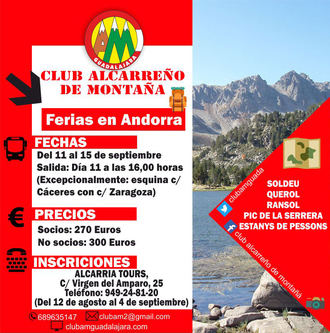 El Club Alcarre&#241;o de Monta&#241;a organiza una salida a Andorra durante la Semana de Ferias