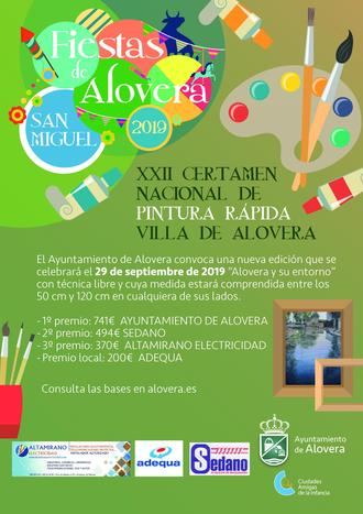 El Ayuntamiento de Alovera convoca el XXII Certamen Nacional de Pintura Rápida al aire libre Villa de Alovera se celebrará el domingo 29 septiembre