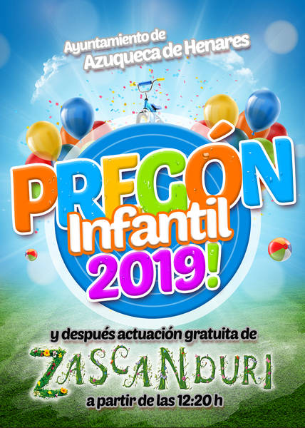 Ante la previsión de lluvia, el pregón infantil del sábado por la mañana se traslada a la carpa del Recinto Ferial de Azuqueca