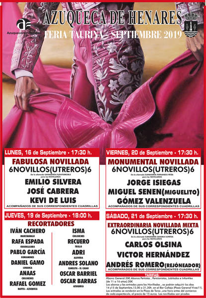 La Feria Taurina de Azuqueca incluye una novillada mixta, el sábado 21 de septiembre