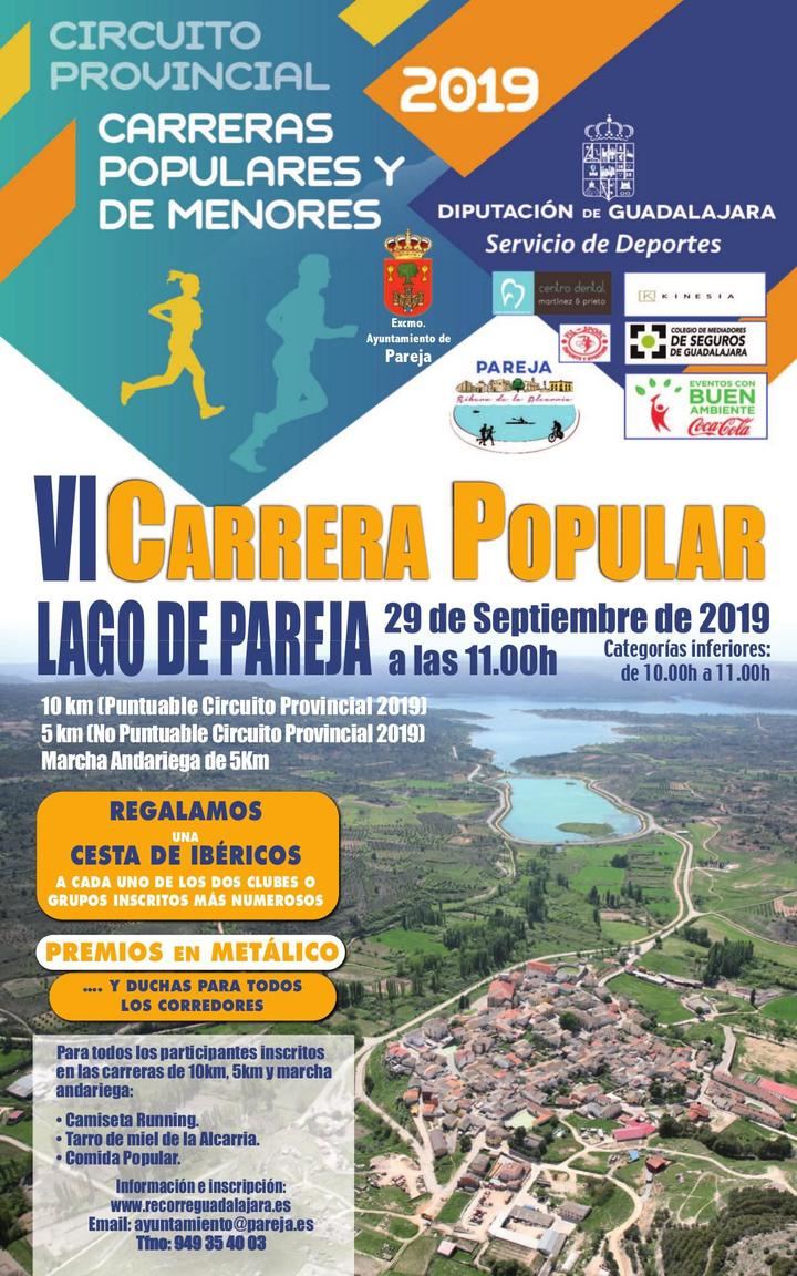 El domingo 29 se celebra la VI Carrera Popular Lago de Pareja, séptima prueba del Circuito Diputación de Guadalajara