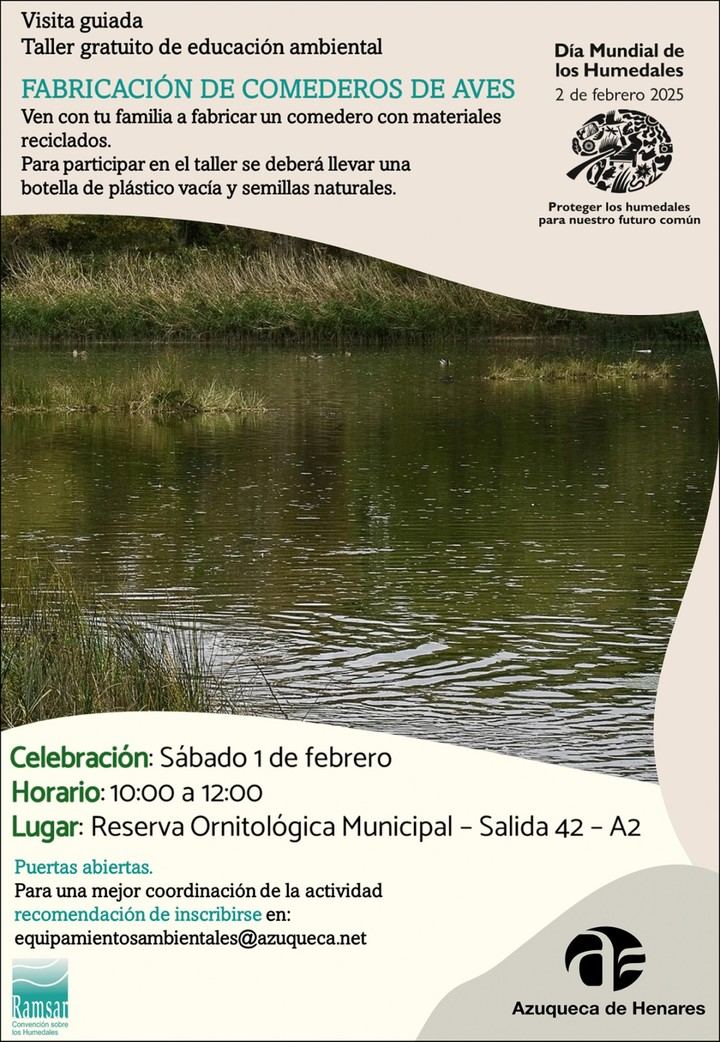 Visita guiada y taller de comederos de aves en Azuqueca este sábado