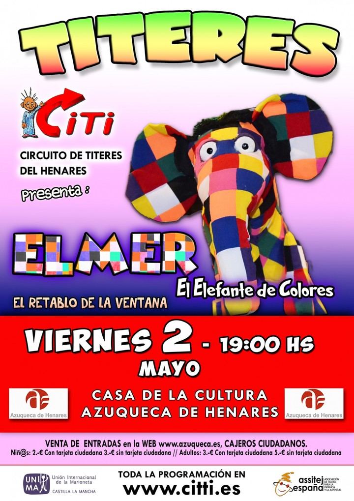 Entradas disponibles para la obra de títeres 'Elmer, el elefante de colores'
