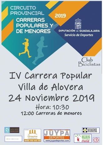 El domingo 24 se celebra la IV Carrera Popular Villa de Alovera, pen&#250;ltima prueba del Circuito Diputaci&#243;n de Guadalajara